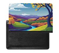 Passport Holder for Travel Passport Holder for Women Men RFID Blocking A Field of Wild Flowers Passport Holder Travel Accessories, Trees and Mountains, One Size