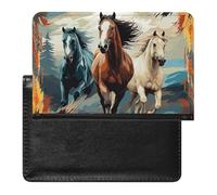 Passport Holder for Travel Passport Holder for Women Men RFID Blocking A Girl Who Loves Cats Passport Holder Travel Accessories, A pattern with horses as a background, One Size