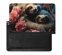 Passport Holder for Travel Passport Holder for Women Men RFID Blocking A Girl Who Loves Cats Passport Holder Travel Accessories, A sloth and a baby sloth, One Size