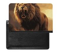 Passport Holder for Travel Passport Holder for Women Men RFID Blocking Airplane Art Passport Holder Travel Accessories, Angry Roaring Lion, One Size