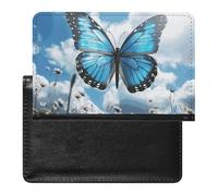 Passport Holder for Travel Passport Holder for Women Men RFID Blocking Autumn Leaves of Maple Passport Holder Travel Accessories, blue butterfly and Clouds, One Size