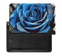 Passport Holder for Travel Passport Holder for Women Men RFID Blocking Black And Gold Sea Turtle Pattern Passport Holder Travel Accessories, Blue Rose, One Size