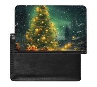 Passport Holder for Travel Passport Holder for Women Men RFID Blocking Black And Gold Sea Turtle Pattern Passport Holder Travel Accessories, christmas trees, One Size