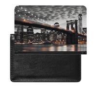 Passport Holder for Travel Passport Holder for Women Men RFID Blocking Blue Guitar Passport Holder Travel Accessories, Brooklyn Bridge, One Size