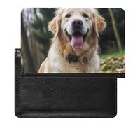 Passport Holder for Travel Passport Holder for Women Men RFID Blocking Blue Guitar Passport Holder Travel Accessories, Funny Golden Retriever, One Size