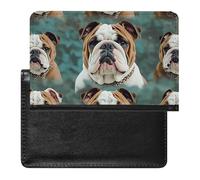 Passport Holder for Travel Passport Holder for Women Men RFID Blocking Blue Guitar Passport Holder Travel Accessories, Funny English Bulldog, One Size