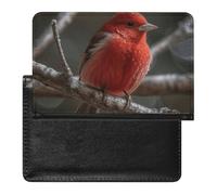 Passport Holder for Travel Passport Holder for Women Men RFID Blocking Brown Mushrooms Passport Holder Travel Accessories, Red Bird on the Branch, One Size