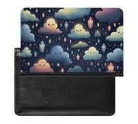 Passport Holder for Travel Passport Holder for Women Men RFID Blocking Brown Mushrooms Passport Holder Travel Accessories, Floating Clouds, One Size