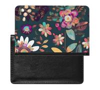 Passport Holder for Travel Passport Holder for Women Men RFID Blocking Brown Mushrooms Passport Holder Travel Accessories, Colorful Boho Floral, One Size