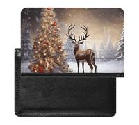 Passport Holder for Travel Passport Holder for Women Men RFID Blocking Butterfly And Sunflower Passport Holder Travel Accessories, Christmas Tree and Reindeer, One Size