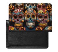 Passport Holder for Travel Passport Holder for Women Men RFID Blocking Butterfly And Sunflower Passport Holder Travel Accessories, Colorful Sugar Skulls, One Size