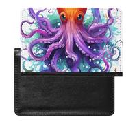 Passport Holder for Travel Passport Holder for Women Men RFID Blocking Christmas Cat Passport Holder Travel Accessories, Colorful Octopus, One Size