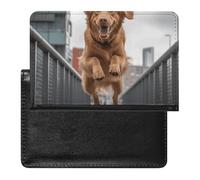 Passport Holder for Travel Passport Holder for Women Men RFID Blocking Colored Circles Passport Holder Travel Accessories, Happy Golden Retriever, One Size