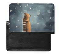 Passport Holder for Travel Passport Holder for Women Men RFID Blocking Corgi Little Passport Holder Travel Accessories, Bear Building a Ladder, One Size