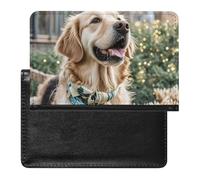 Passport Holder for Travel Passport Holder for Women Men RFID Blocking Cowboy Black Hat Western Boots Passport Holder Travel Accessories, Golden Retriever Dog, One Size