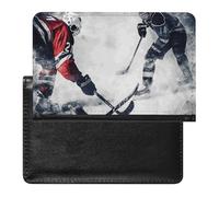 Passport Holder for Travel Passport Holder for Women Men RFID Blocking Cowboy Black Hat Western Boots Passport Holder Travel Accessories, Ice Hockey Art, One Size