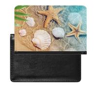 Passport Holder for Travel Passport Holder for Women Men RFID Blocking Cute Red Crab Passport Holder Travel Accessories, Seashell Starfish on Beach, One Size