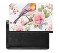 Passport Holder for Travel Passport Holder for Women Men RFID Blocking Flamingos And Pineapples Passport Holder Travel Accessories, Floral Print Watercolor Robin Bird, One Size
