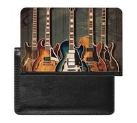 Passport Holder for Travel Passport Holder for Women Men RFID Blocking Flamingos And Pineapples Passport Holder Travel Accessories, guitars art, One Size