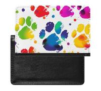 Passport Holder for Travel Passport Holder for Women Men RFID Blocking Funny Sharks Design Passport Holder Travel Accessories, Colorful Dog Paw Print, One Size