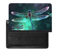 Passport Holder for Travel Passport Holder for Women Men RFID Blocking Funny Sharks Design Passport Holder Travel Accessories, Galaxy Animal Dragonfly, One Size