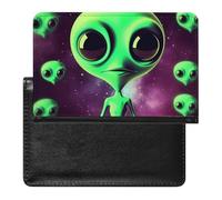 Passport Holder for Travel Passport Holder for Women Men RFID Blocking Glow In The Dark Passport Holder Travel Accessories, Green Alien, One Size