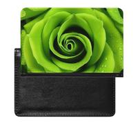Passport Holder for Travel Passport Holder for Women Men RFID Blocking Green Grass Field Soccer Playground The Ball Passport Holder Travel Accessories, Green Rose, One Size