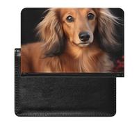 Passport Holder for Travel Passport Holder for Women Men RFID Blocking Heart Shape Romantic Beach Passport Holder Travel Accessories, Long Haired Dachshund, One Size