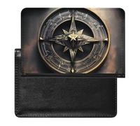 Passport Holder for Travel Passport Holder for Women Men RFID Blocking Karate Boy Changeable Belt Color Passport Holder Travel Accessories, Magical Design Norse Runes Compass, One Size