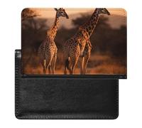 Passport Holder for Travel Passport Holder for Women Men RFID Blocking Kitten Opens Its Mouth Passport Holder Travel Accessories, Giraffe at Sunset, One Size