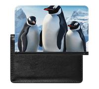 Passport Holder for Travel Passport Holder for Women Men RFID Blocking Kitten Opens Its Mouth Passport Holder Travel Accessories, Penguins in the Snowy Mountains, One Size