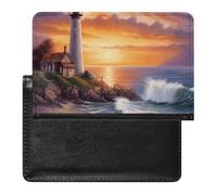 Passport Holder for Travel Passport Holder for Women Men RFID Blocking Lake District National Park Passport Holder Travel Accessories, Lighthouse at Sunset, One Size