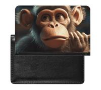 Passport Holder for Travel Passport Holder for Women Men RFID Blocking Learning Cat Passport Holder Travel Accessories, Monkey Using Toothpick, One Size