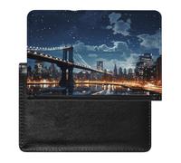 Passport Holder for Travel Passport Holder for Women Men RFID Blocking Lighthouse Backdrop Passport Holder Travel Accessories, Moon Light New York City, One Size