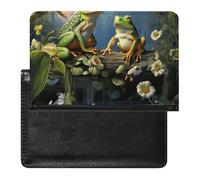 Passport Holder for Travel Passport Holder for Women Men RFID Blocking Love Music Monster Passport Holder Travel Accessories, Many Frogs Sing on The Branches Summer Butter, One Size