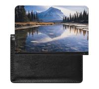 Passport Holder for Travel Passport Holder for Women Men RFID Blocking Love Music Monster Passport Holder Travel Accessories, Magnificent view in Banff, One Size