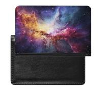 Passport Holder for Travel Passport Holder for Women Men RFID Blocking Mount Fuji Cherry Blossom Trees Passport Holder Travel Accessories, Nebula and Galaxy in The Universe, One Size