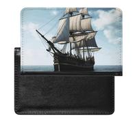 Passport Holder for Travel Passport Holder for Women Men RFID Blocking Mount Fuji Cherry Blossom Trees Passport Holder Travel Accessories, old sailing ship, One Size