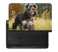 Passport Holder for Travel Passport Holder for Women Men RFID Blocking Otters in Love Passport Holder Travel Accessories, Schnauzer dog on the grass, One Size
