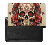 Passport Holder for Travel Passport Holder for Women Men RFID Blocking Otters in Love Passport Holder Travel Accessories, Red rose sugar skull, One Size