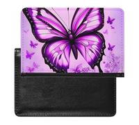 Passport Holder for Travel Passport Holder for Women Men RFID Blocking Otters in Love Passport Holder Travel Accessories, Purple Butterfly, One Size