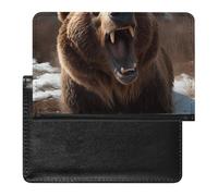 Passport Holder for Travel Passport Holder for Women Men RFID Blocking Otters in Love Passport Holder Travel Accessories, Roaring bear, One Size
