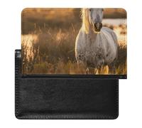 Passport Holder for Travel Passport Holder for Women Men RFID Blocking Palm Trees on The Beach Passport Holder Travel Accessories, Real Horse Photos, One Size