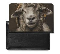 Passport Holder for Travel Passport Holder for Women Men RFID Blocking Palm Trees on The Beach Passport Holder Travel Accessories, Sheep Head Image, One Size