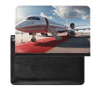 Passport Holder for Travel Passport Holder for Women Men RFID Blocking Purple Plum Butterfly Passport Holder Travel Accessories, Red Carpet Airplane, One Size