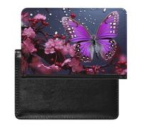 Passport Holder for Travel Passport Holder for Women Men RFID Blocking Purple Plum Butterfly Passport Holder Travel Accessories, Purple plum butterfly, One Size