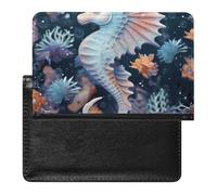 Passport Holder for Travel Passport Holder for Women Men RFID Blocking Rough Leopard Print Passport Holder Travel Accessories, Seahorse and starfish, One Size