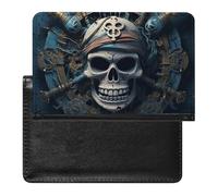 Passport Holder for Travel Passport Holder for Women Men RFID Blocking Rough Leopard Print Passport Holder Travel Accessories, Skeleton Pirate, One Size