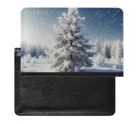 Passport Holder for Travel Passport Holder for Women Men RFID Blocking Skull Image Poster Passport Holder Travel Accessories, Snow Pine Tree Christmas, One Size