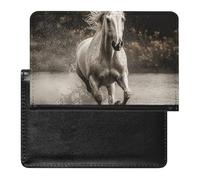 Passport Holder for Travel Passport Holder for Women Men RFID Blocking Steam Train Passport Holder Travel Accessories, Horse Running by the Water, One Size